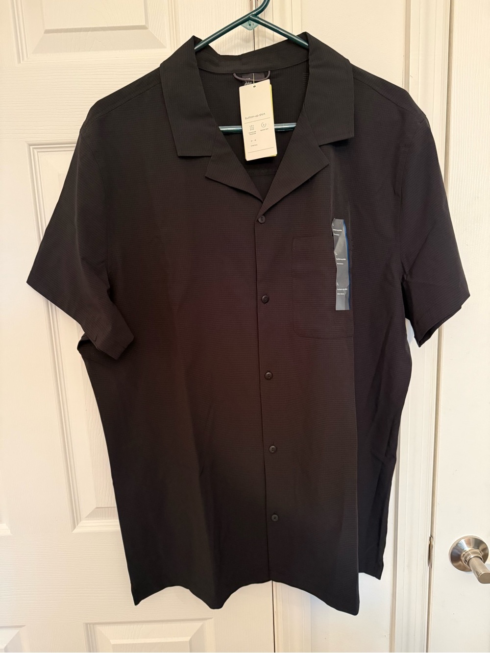 all in motion Black Short-Sleeve Button-Front Collar Shirt